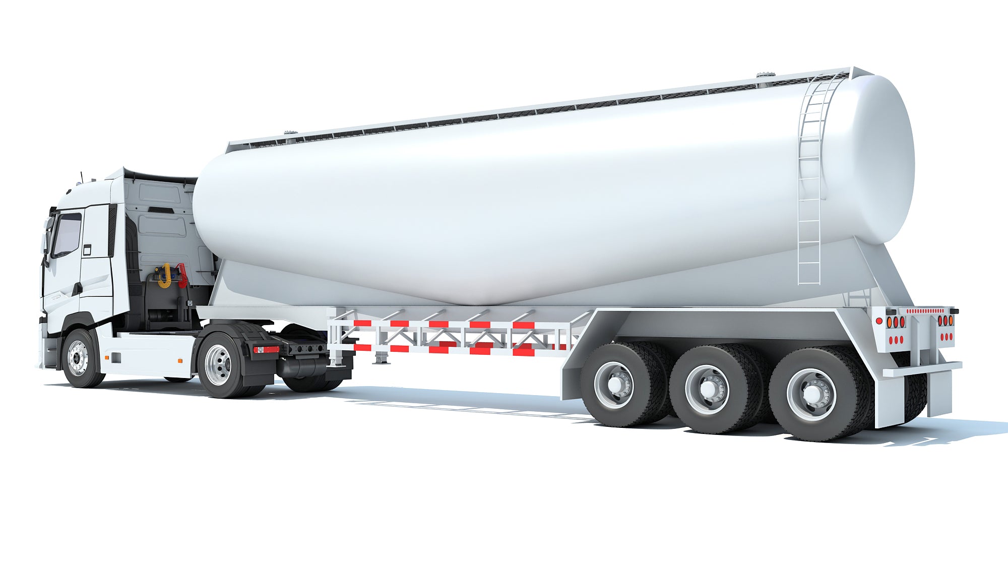 White Truck with Tank Trailer