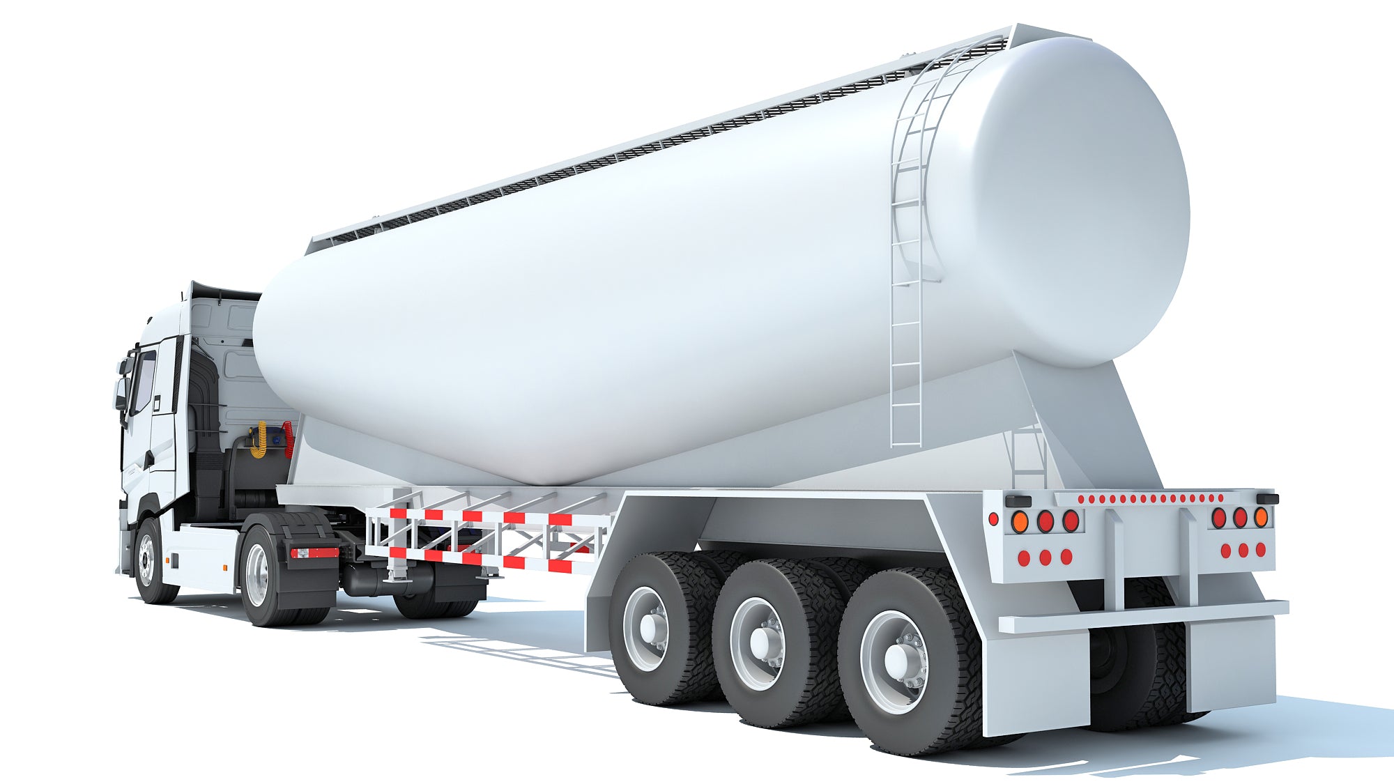 White Truck with Tank Trailer