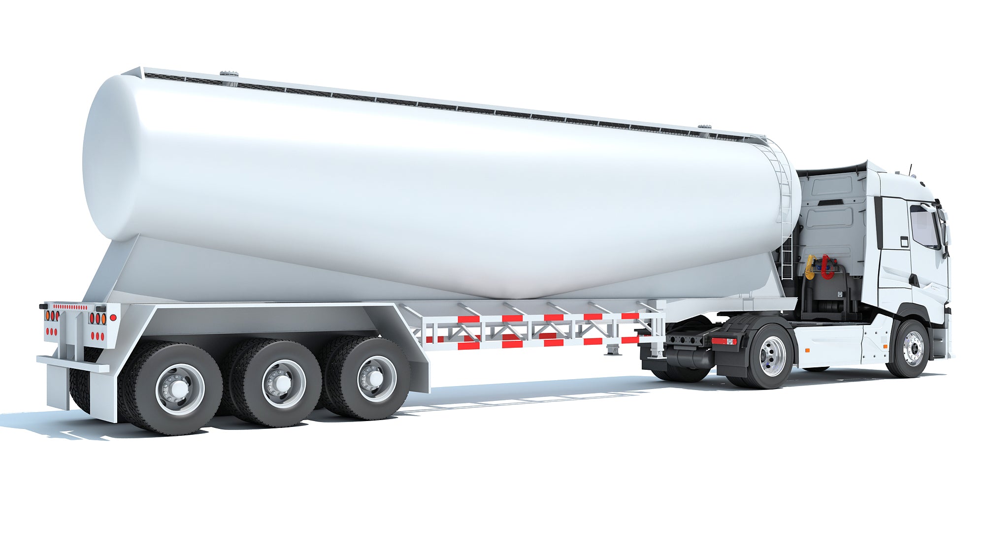 White Truck with Tank Trailer