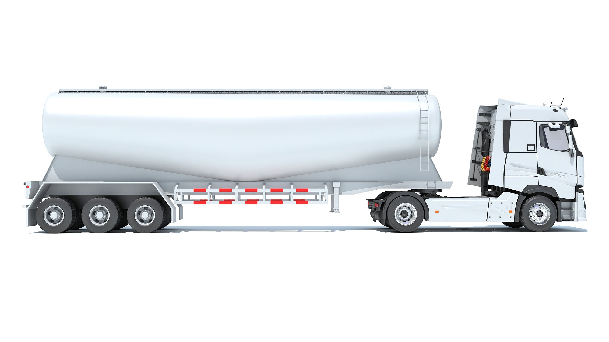 White Truck with Tank Trailer