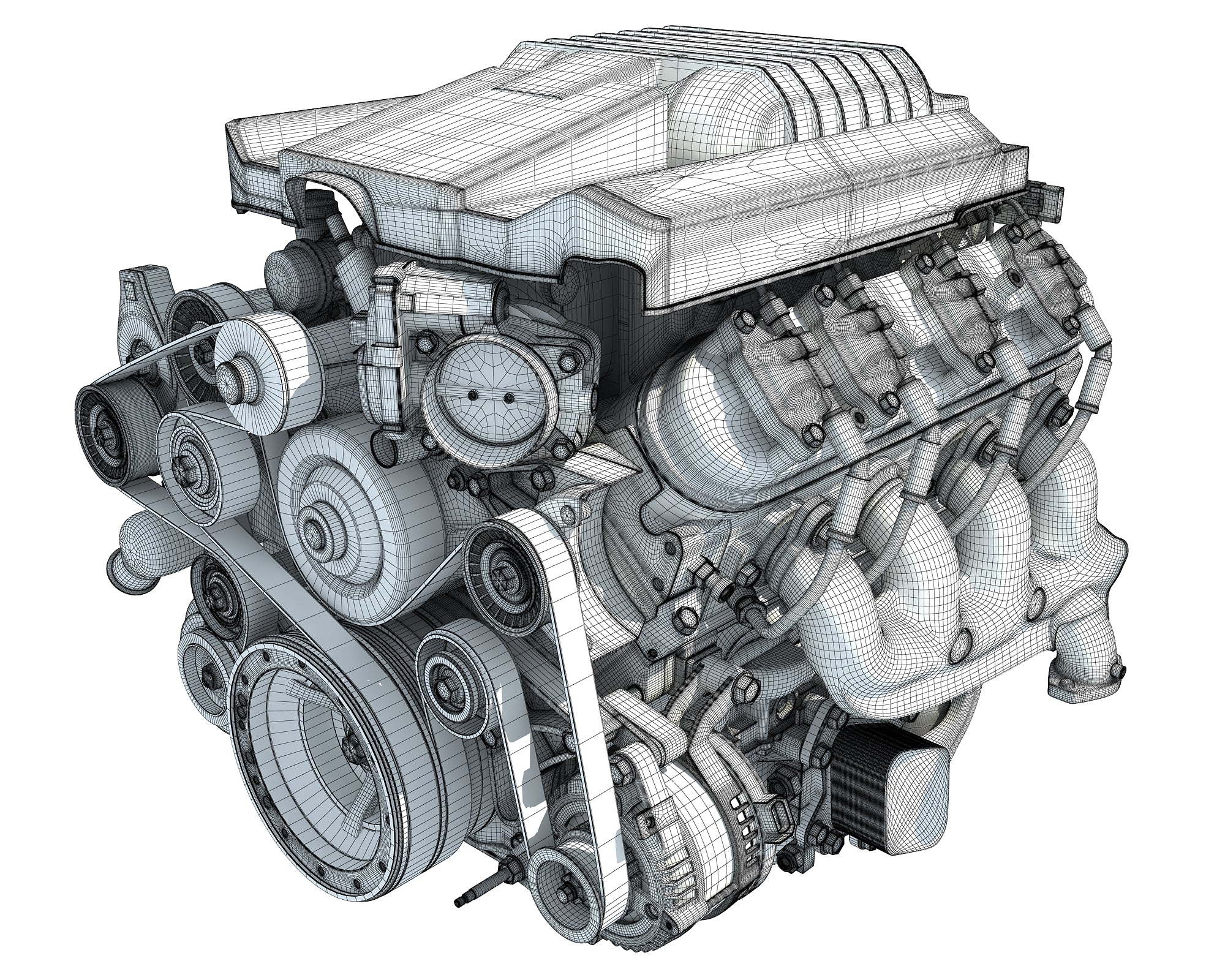 3D Models V8 Supercharged Engine