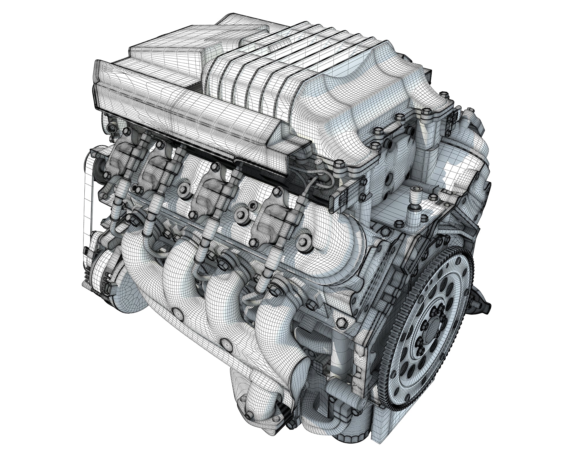 3D Models V8 Supercharged Engine