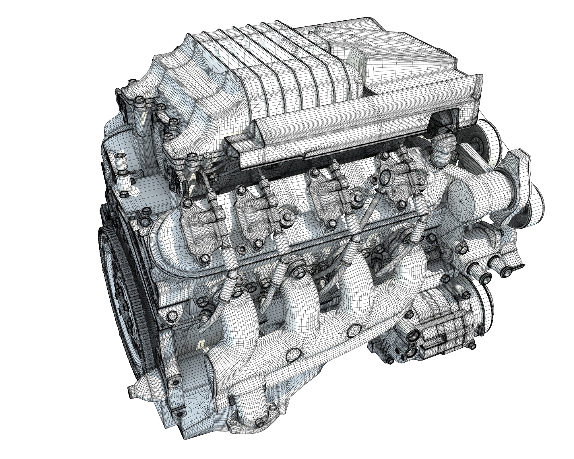 3D Models V8 Supercharged Engine