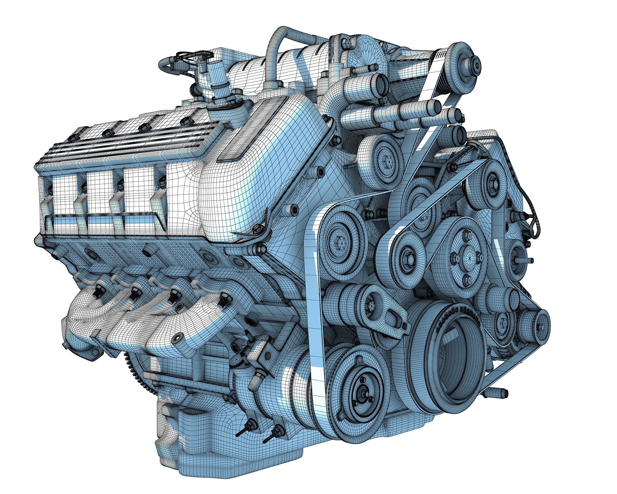Engine block sketch rendering of 3d Royalty Free Vector