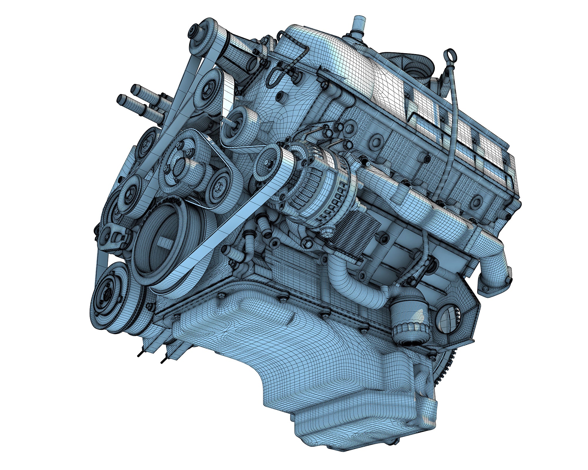 V8 Engine with Interior Parts