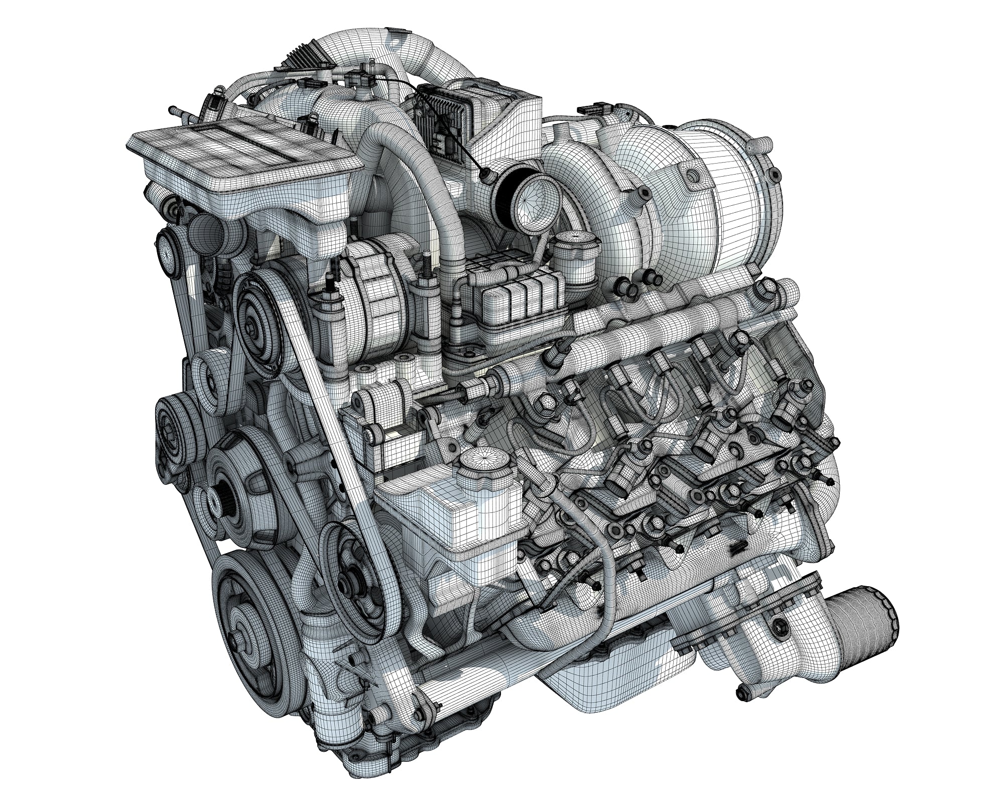 V8 Turbo Engine - 3D Models