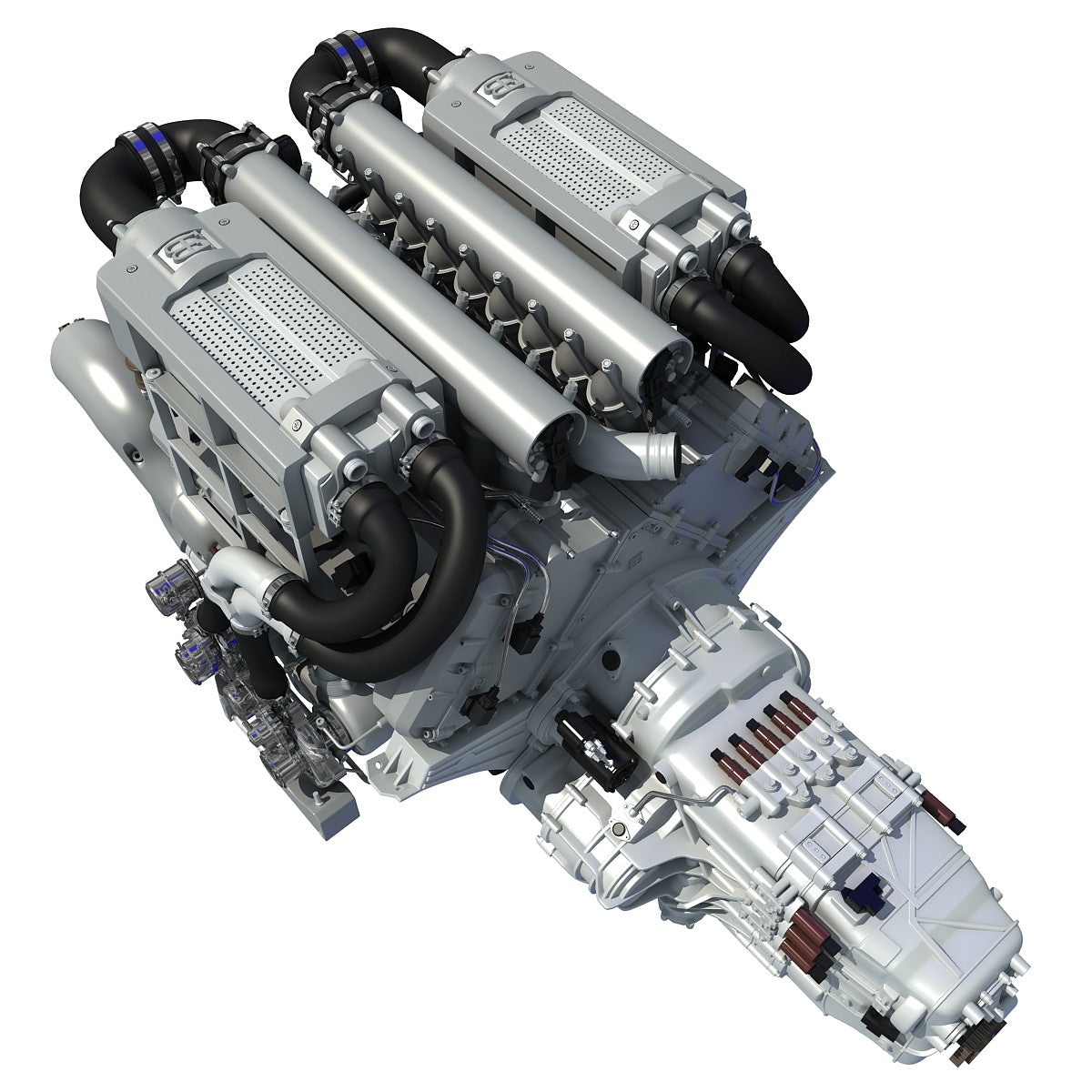 Bugatti W16 Engine 3D Model