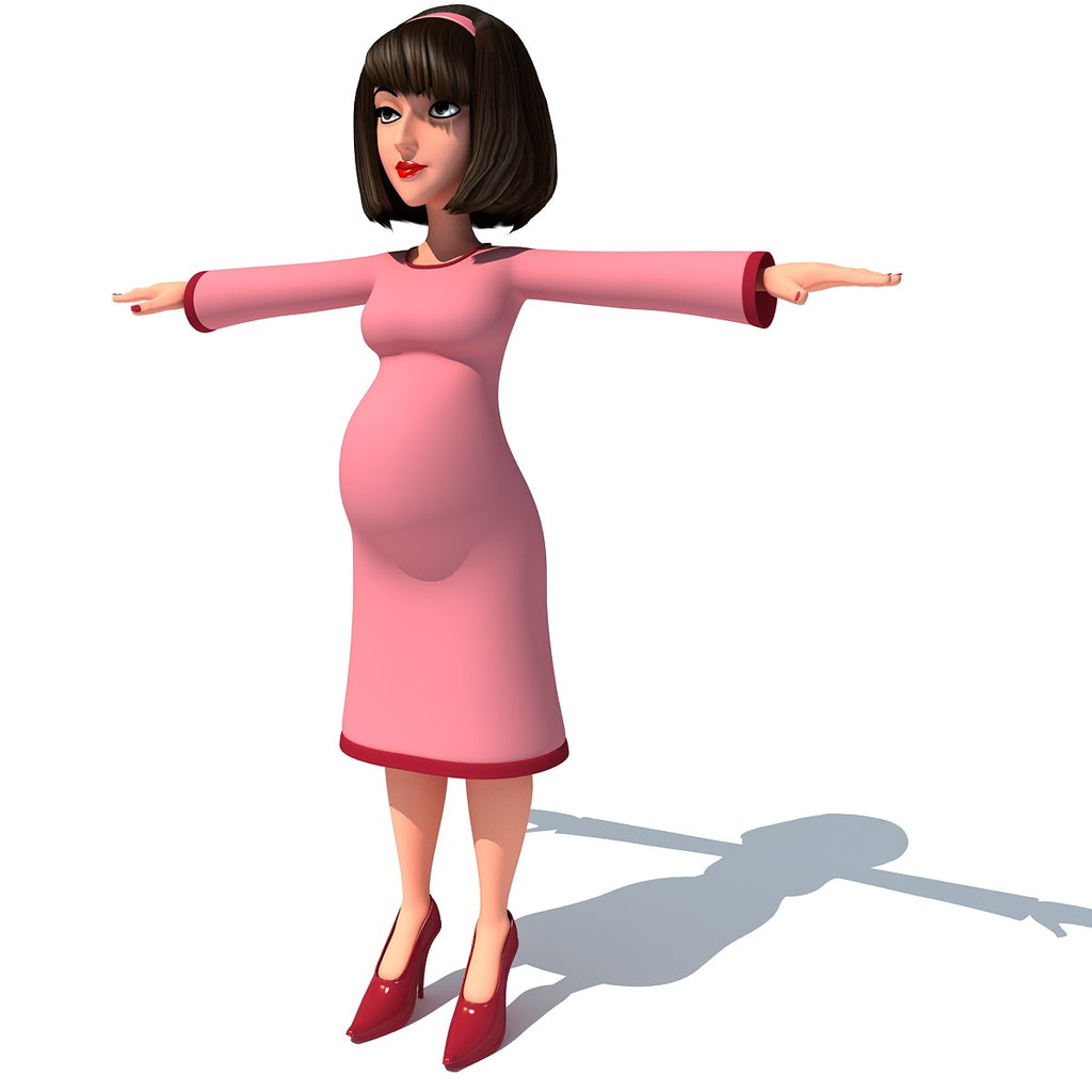 Cartoon Pregnant Woman 3D Model