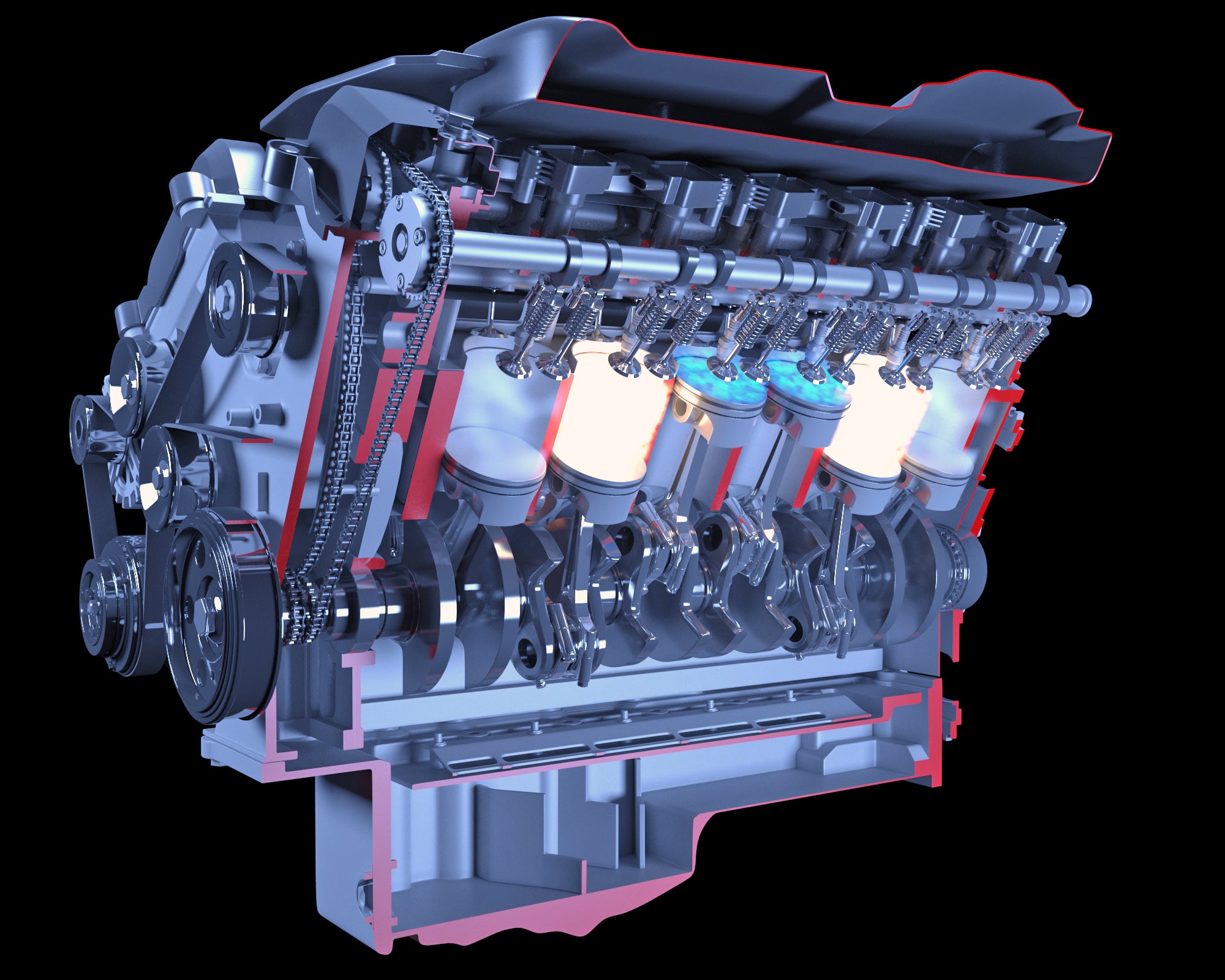 Cutaway Animated V12 Engine