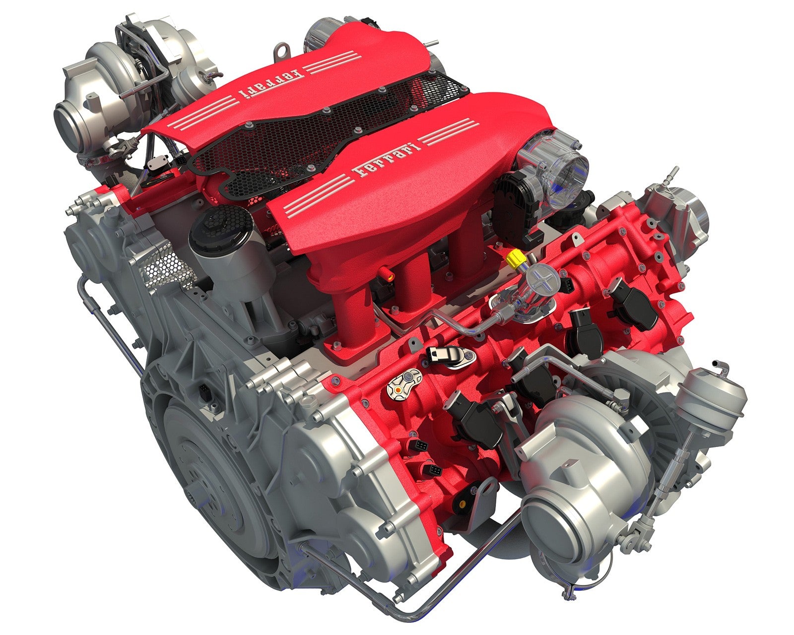 3D Ferrari Turbocharged Engine Model