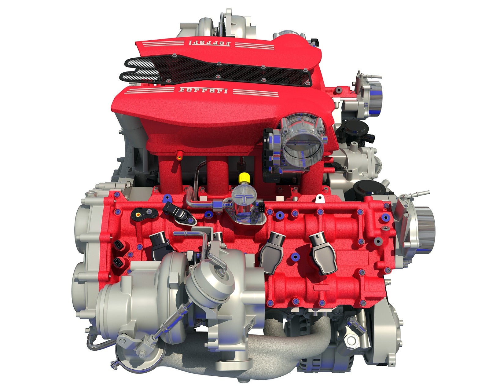 3D Ferrari Turbocharged Engine Model