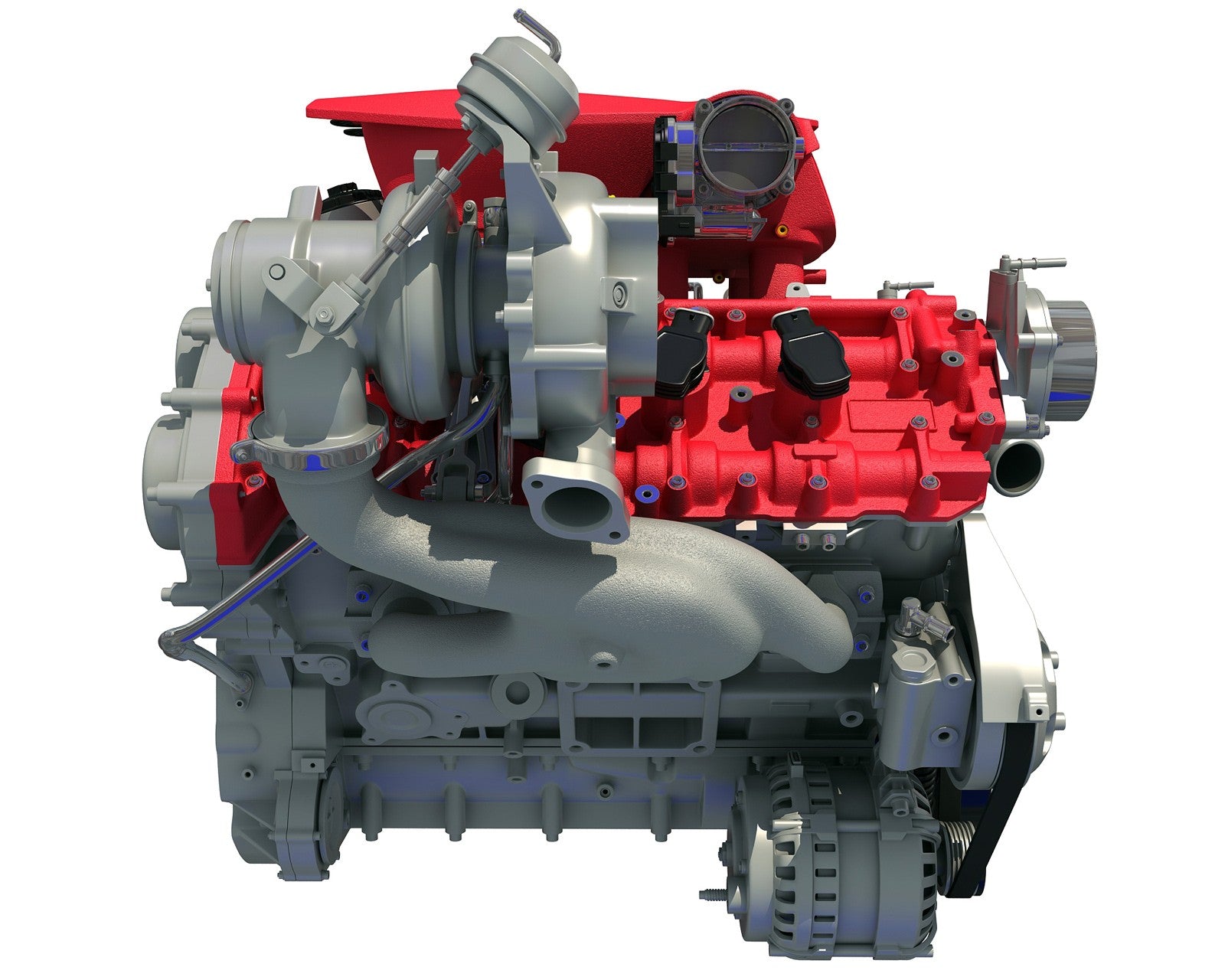 3D Ferrari Turbocharged Engine Model
