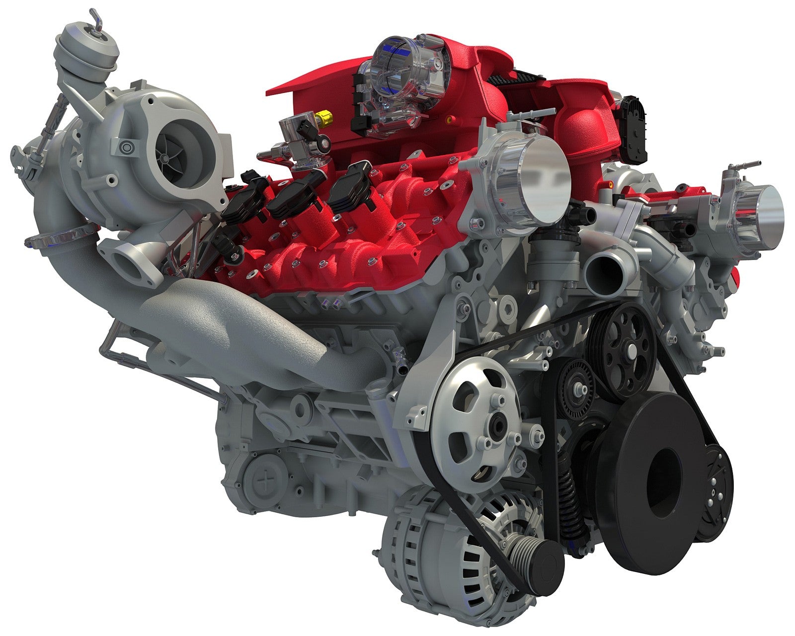 3D Ferrari Turbocharged Engine Model
