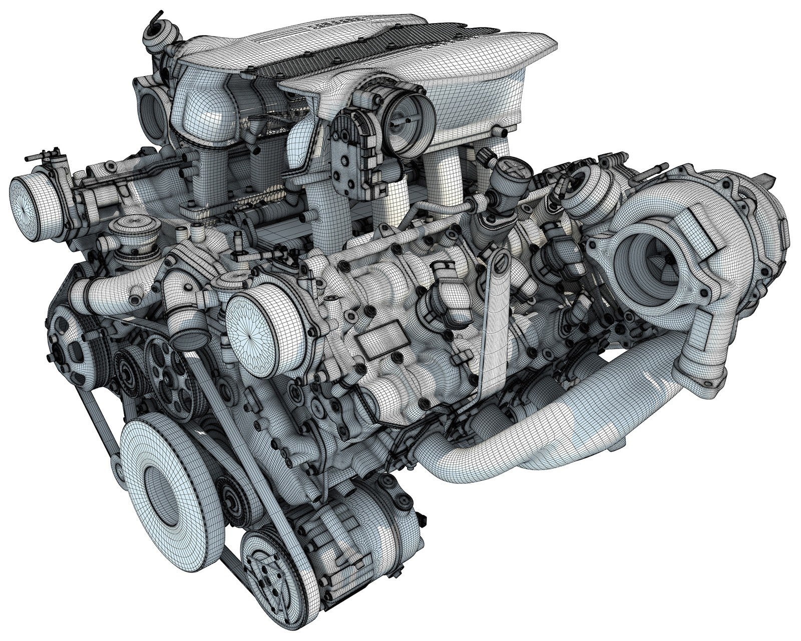 3D Ferrari Turbocharged Engine Model