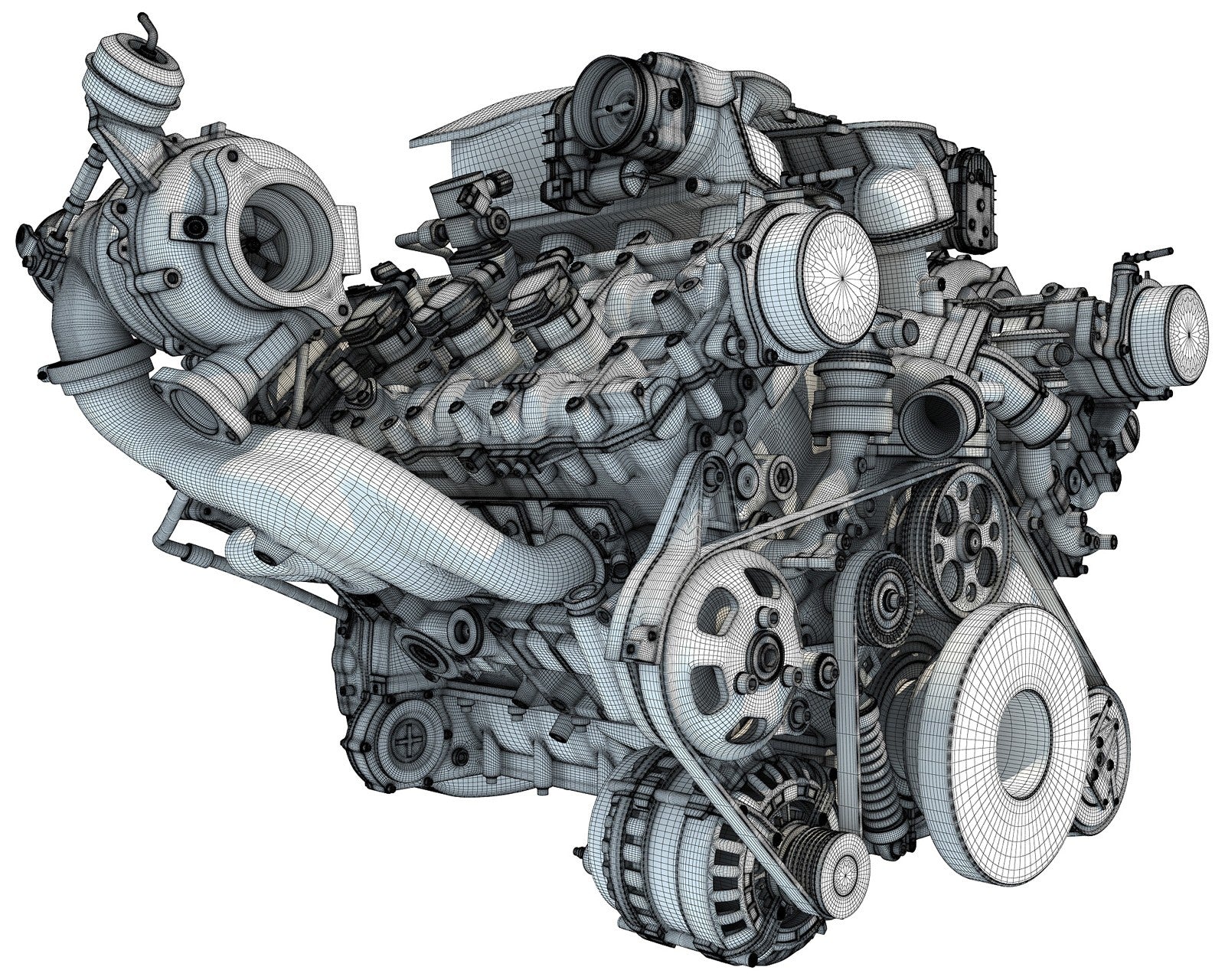 3D Ferrari Turbocharged Engine Model