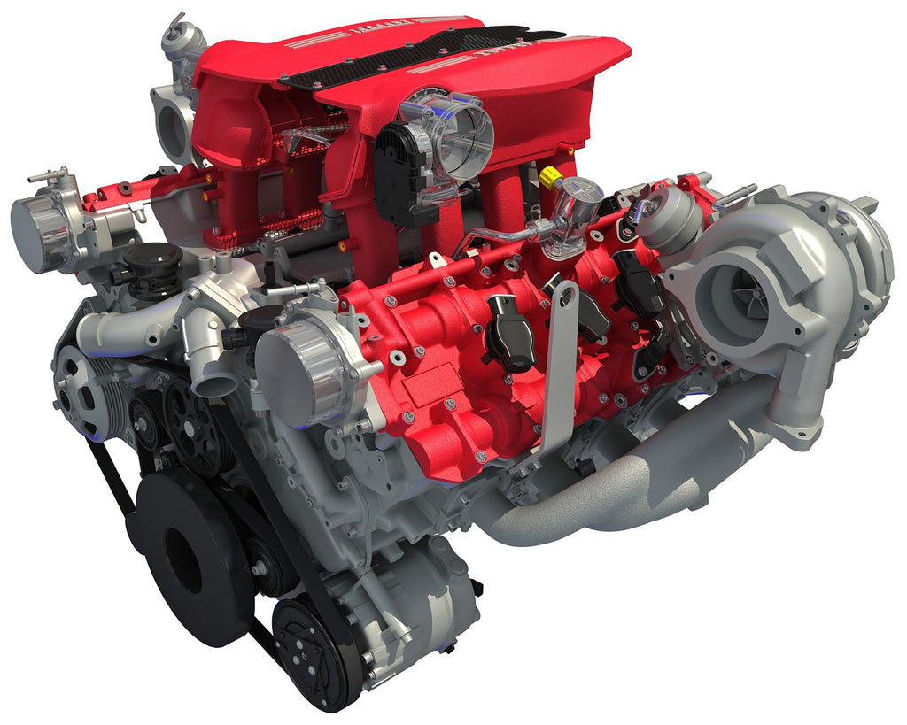 3D Ferrari Turbocharged Engine Model