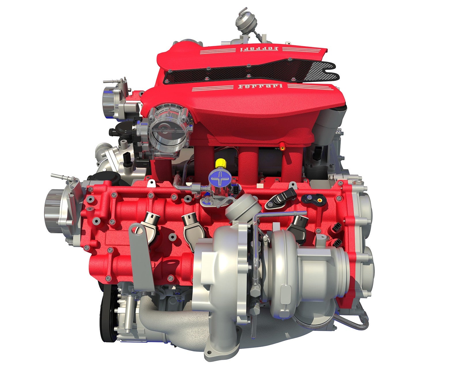 3D Ferrari Turbocharged Engine Model