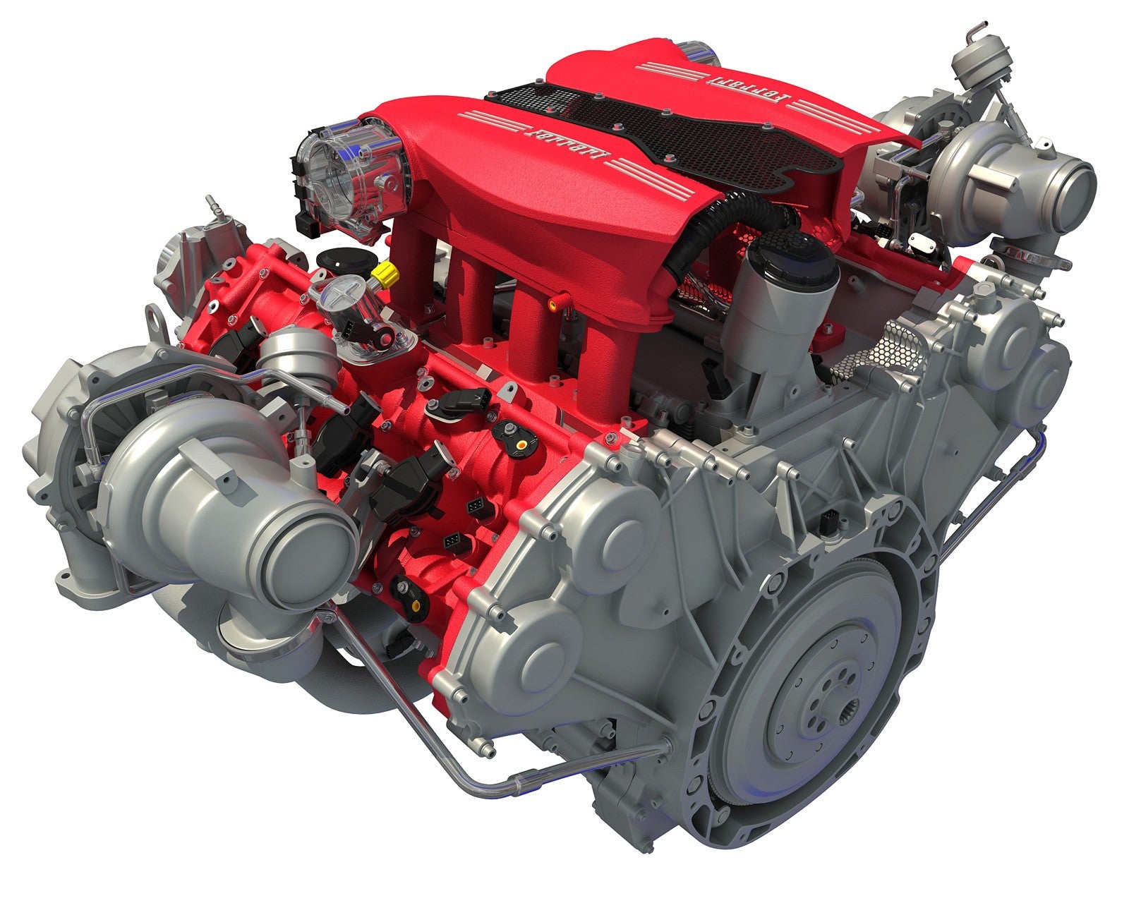 3D Ferrari Turbocharged Engine Model