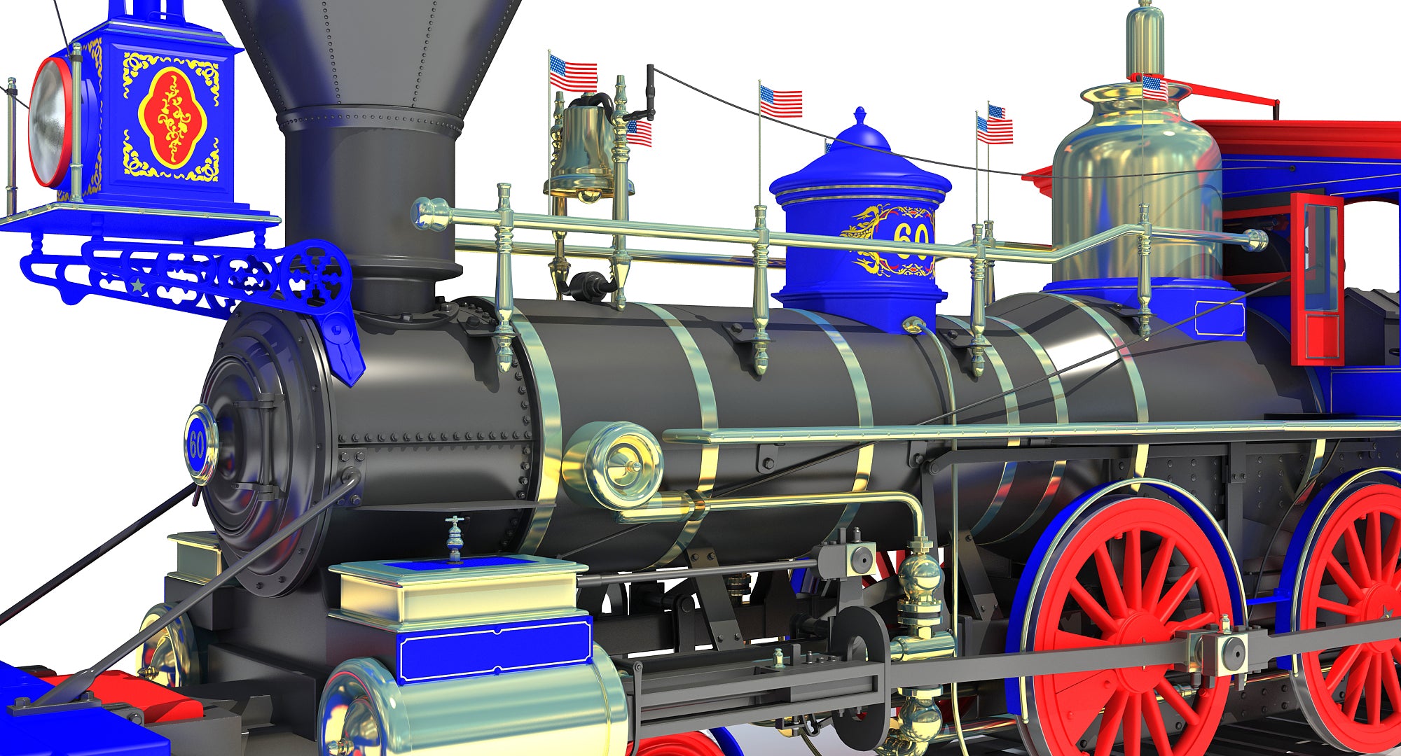 Jupiter Steam Locomotive Train 3D Model