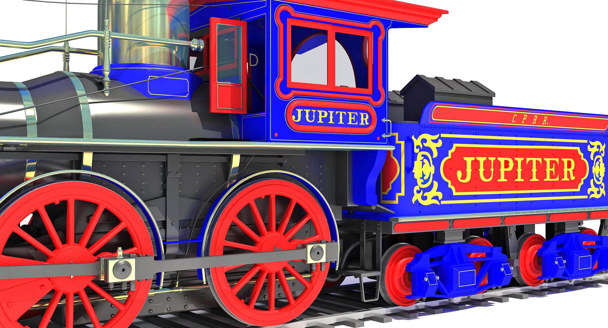 Jupiter Steam Locomotive Train 3D Model