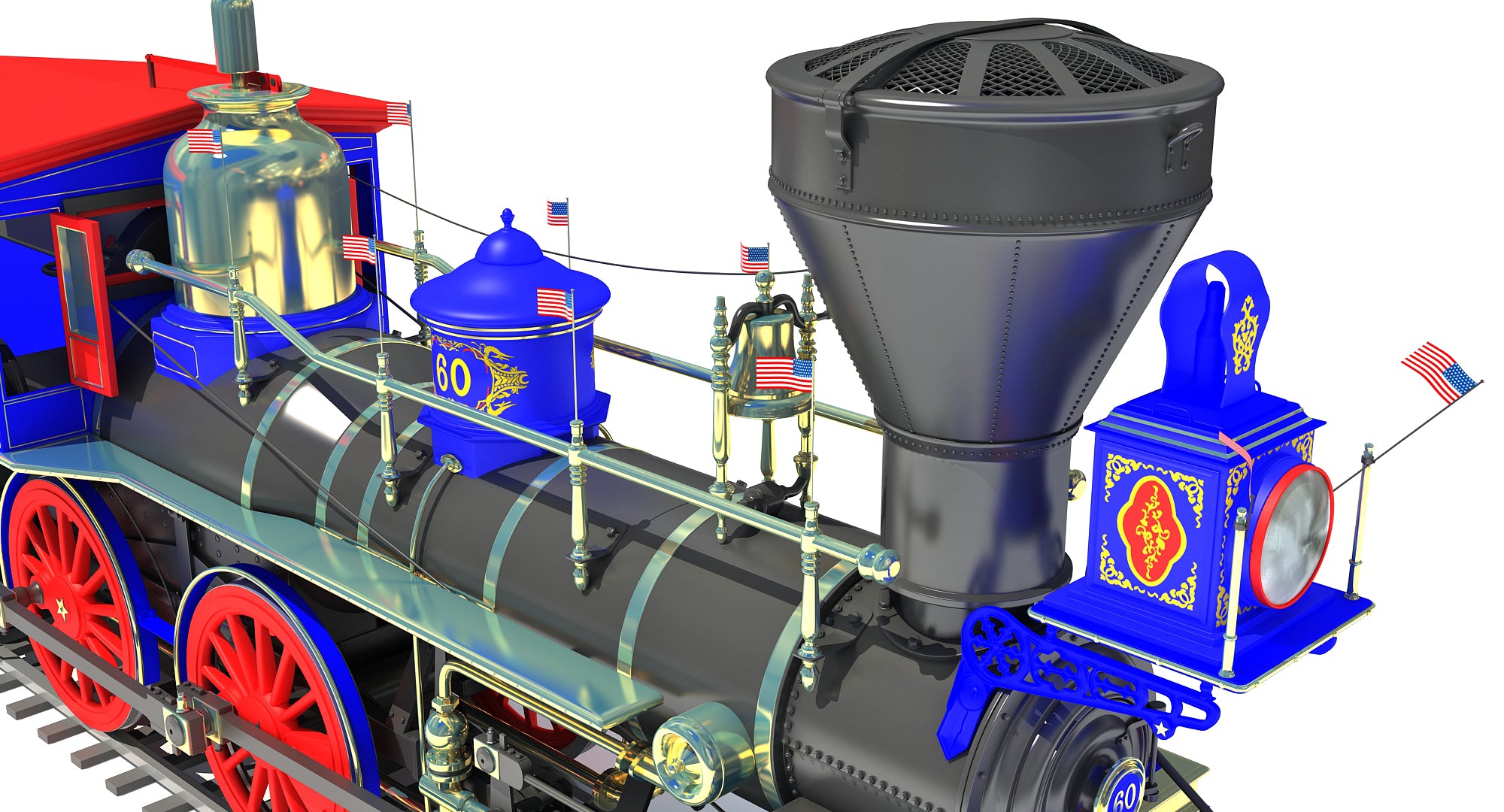 Jupiter Steam Locomotive Train 3D Model