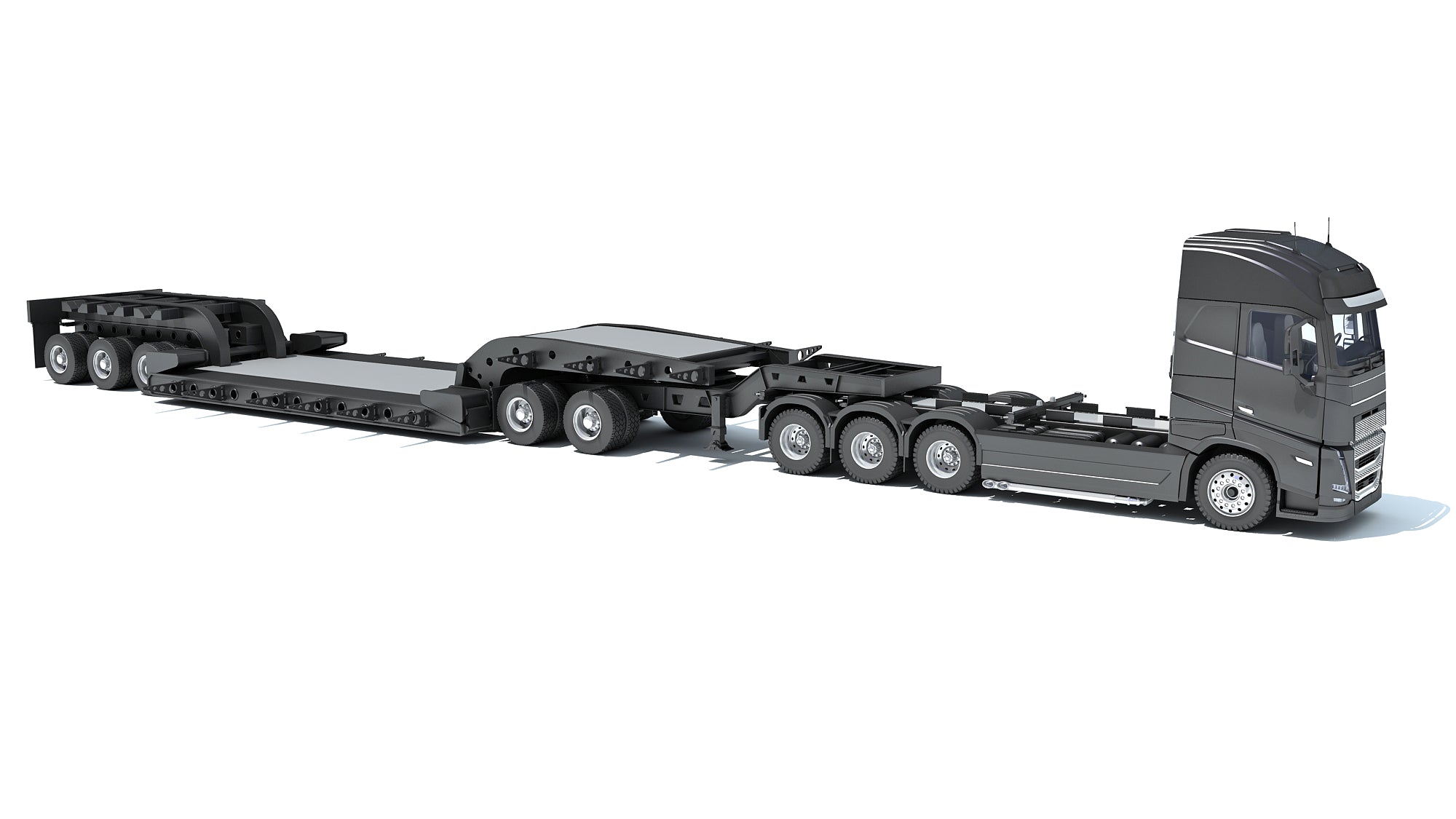 Truck with Lowboy Trailer