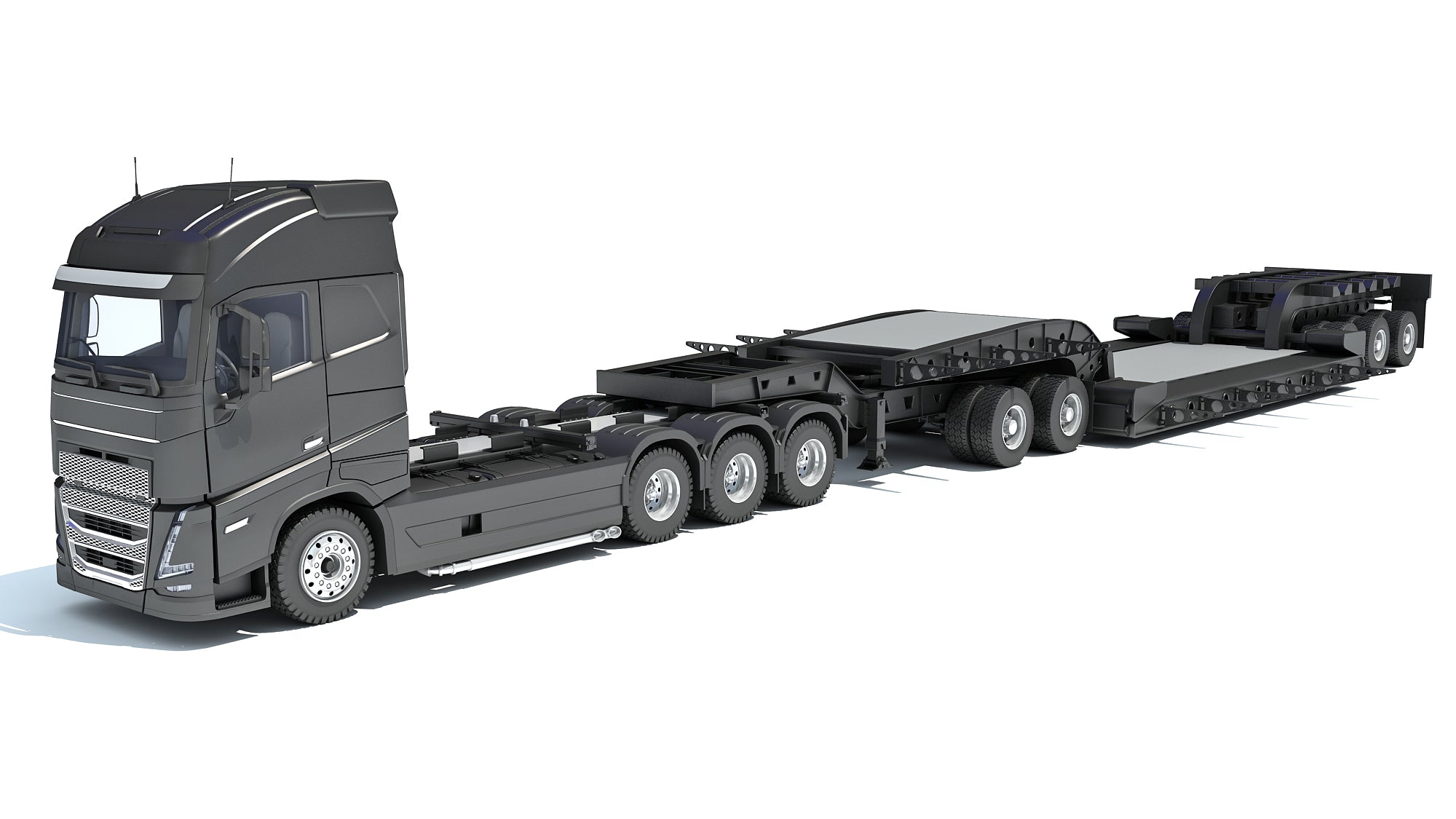 Truck with Lowboy Trailer
