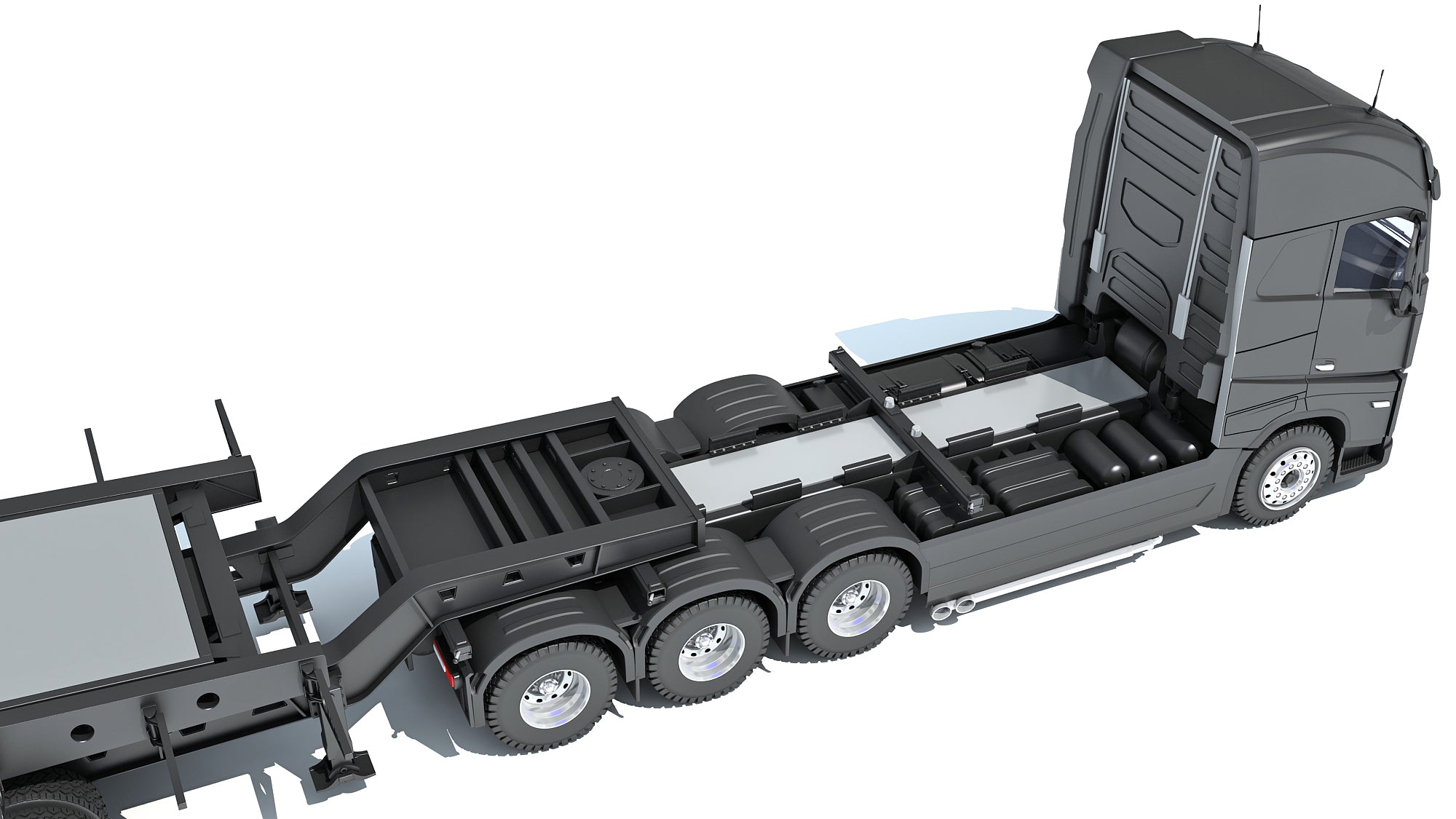 Truck with Lowboy Trailer