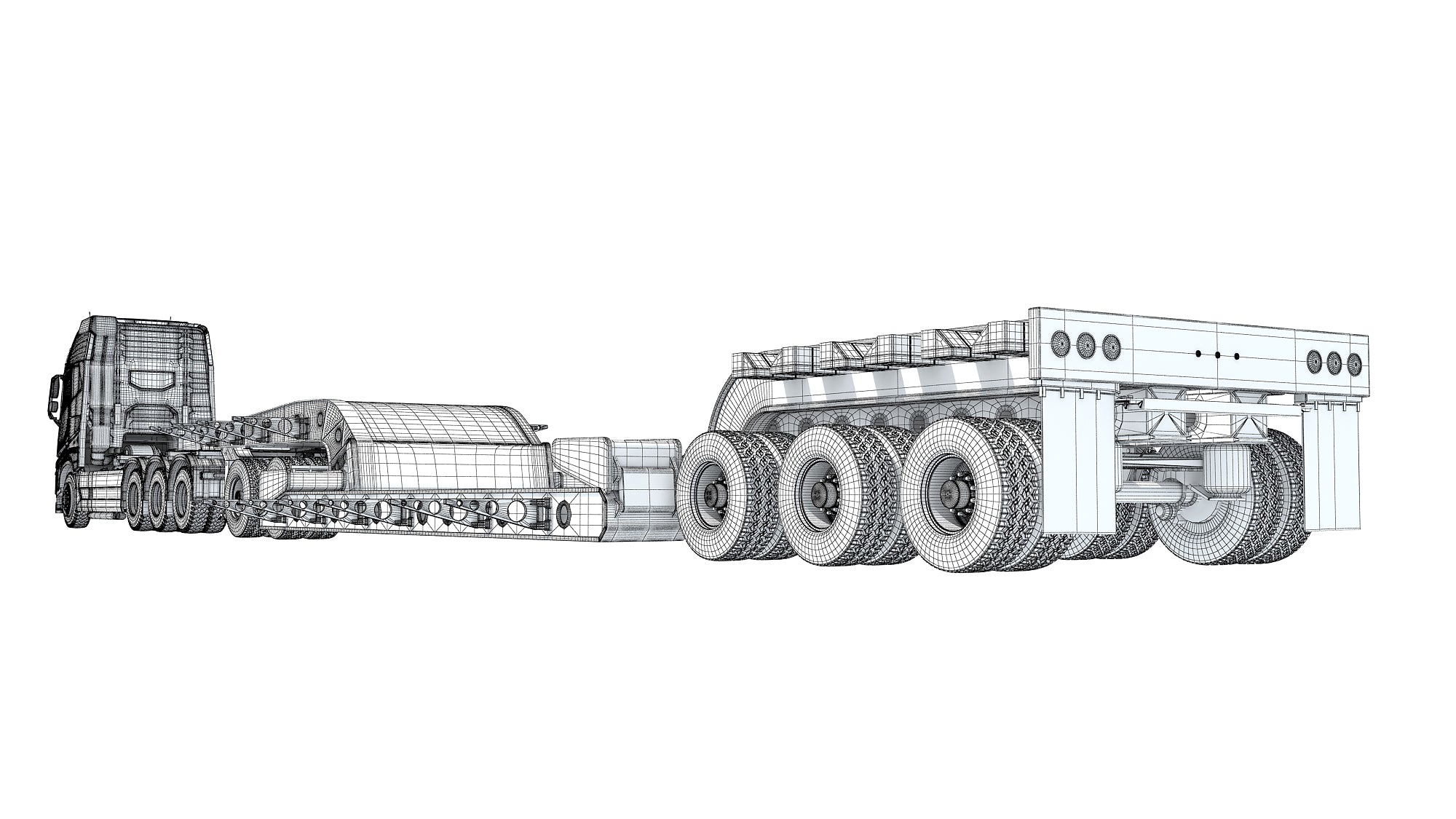 Truck with Lowboy Trailer