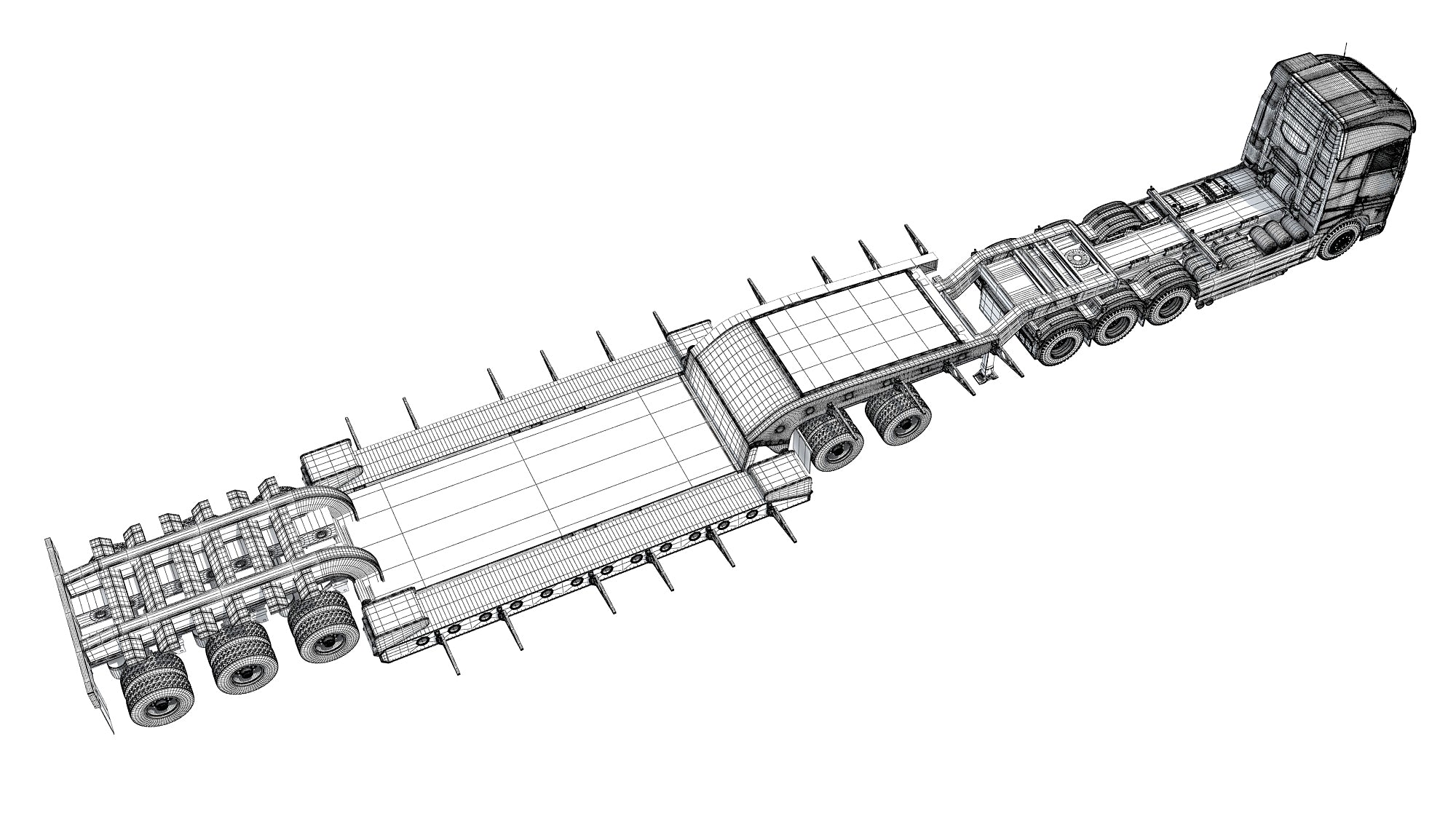 Truck with Lowboy Trailer