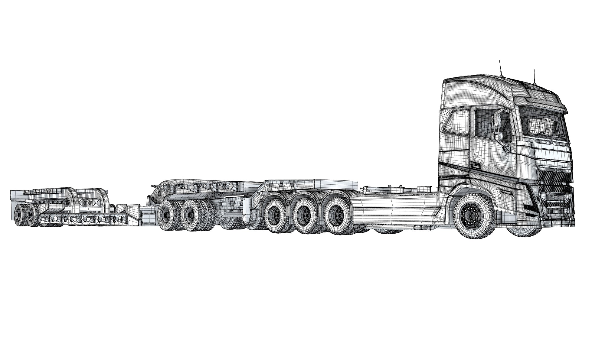 Truck with Lowboy Trailer