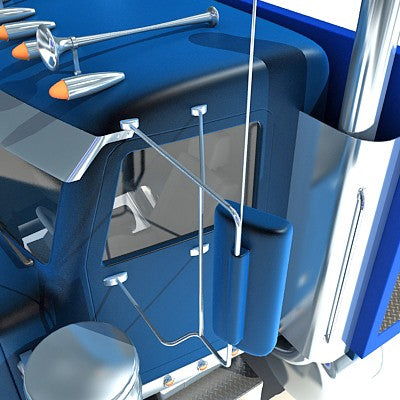 Blue Flatbed Truck 3D Model
