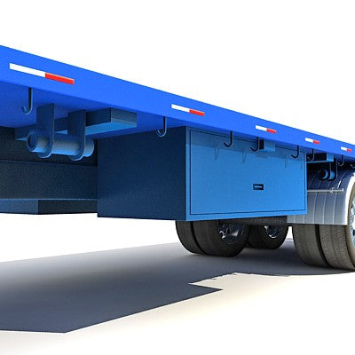 Blue Flatbed Truck 3D Model