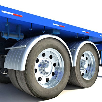 Blue Flatbed Truck 3D Model