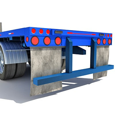 Blue Flatbed Truck 3D Model