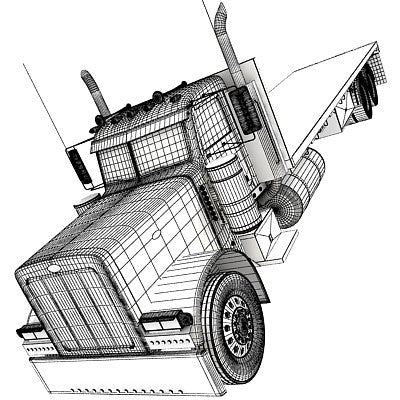 Blue Flatbed Truck 3D Model