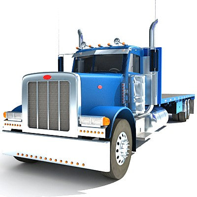 Blue Flatbed Truck 3D Model