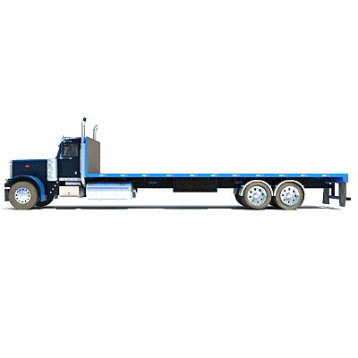 Blue Flatbed Truck 3D Model
