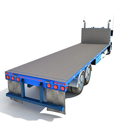 Blue Flatbed Truck 3D Model