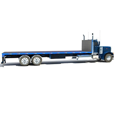 Blue Flatbed Truck 3D Model