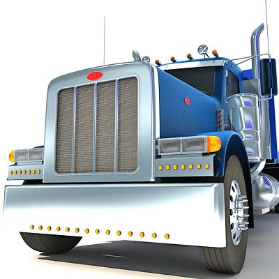Blue Flatbed Truck 3D Model
