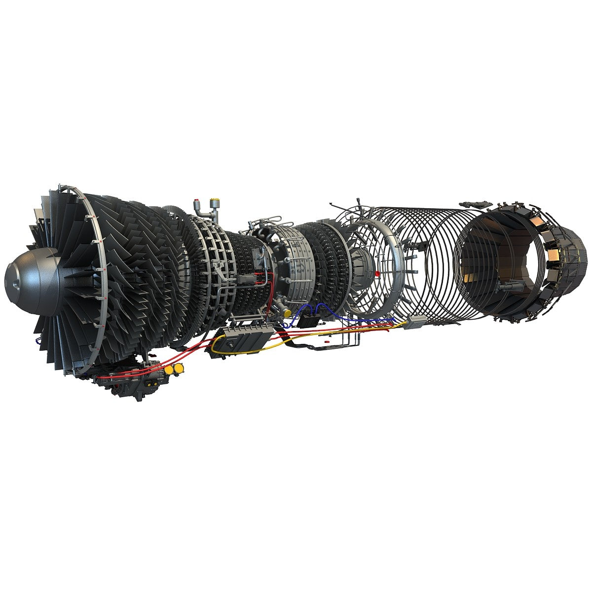 F100 Turbofan Engine 3D Model