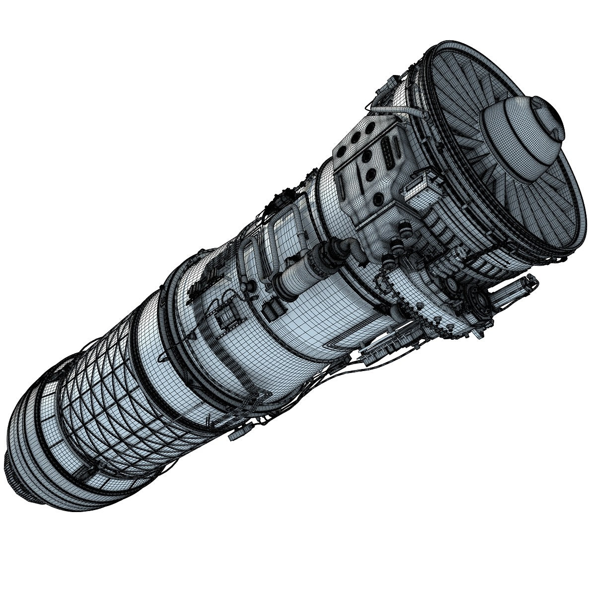 F100 Turbofan Engine 3D Model