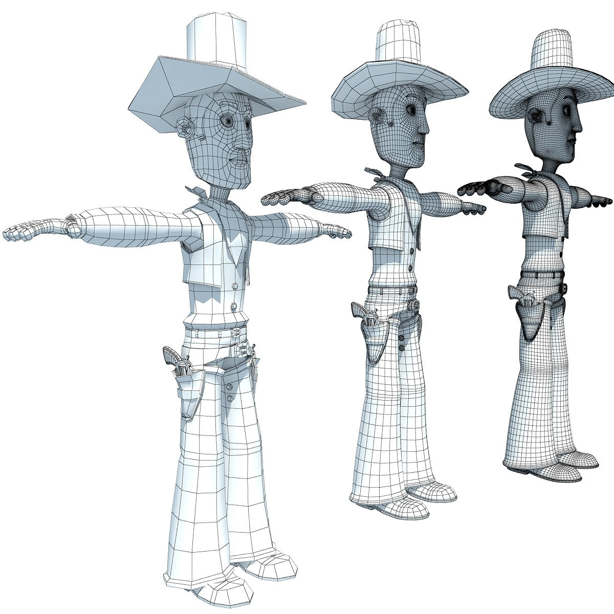 Rigged Cartoon Cowboy 3D Model