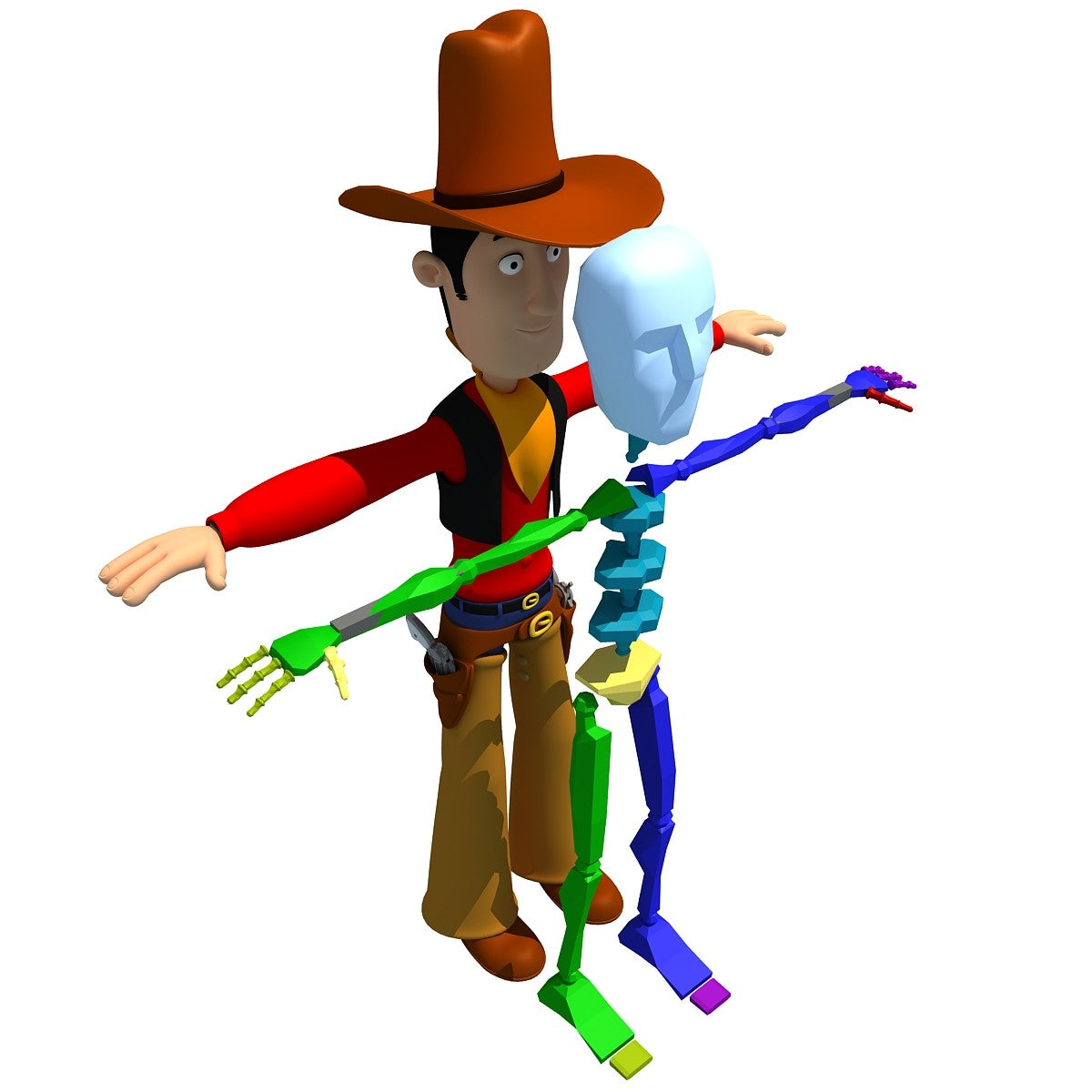 Rigged Cartoon Cowboy 3D Model