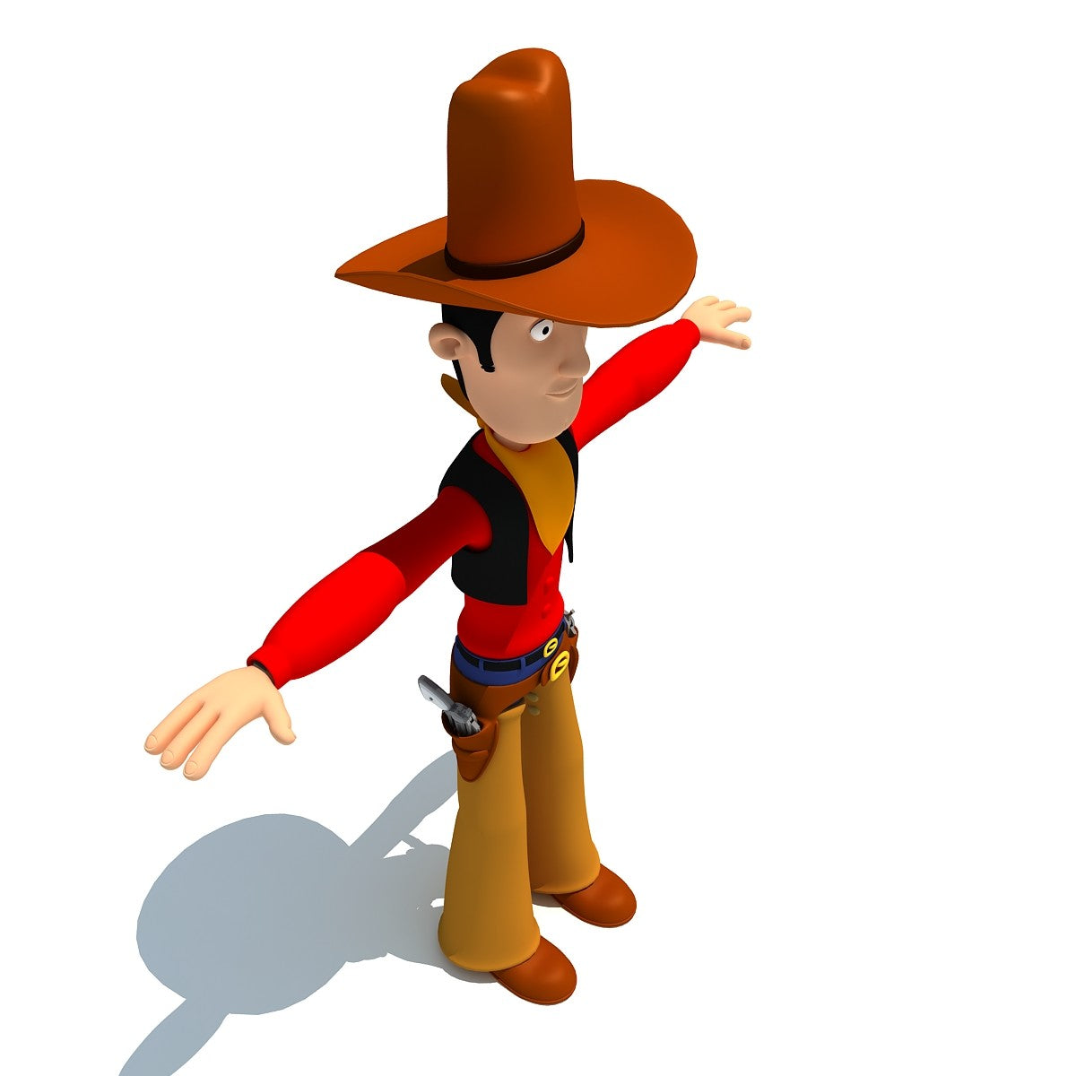 Rigged Cartoon Cowboy 3D Model