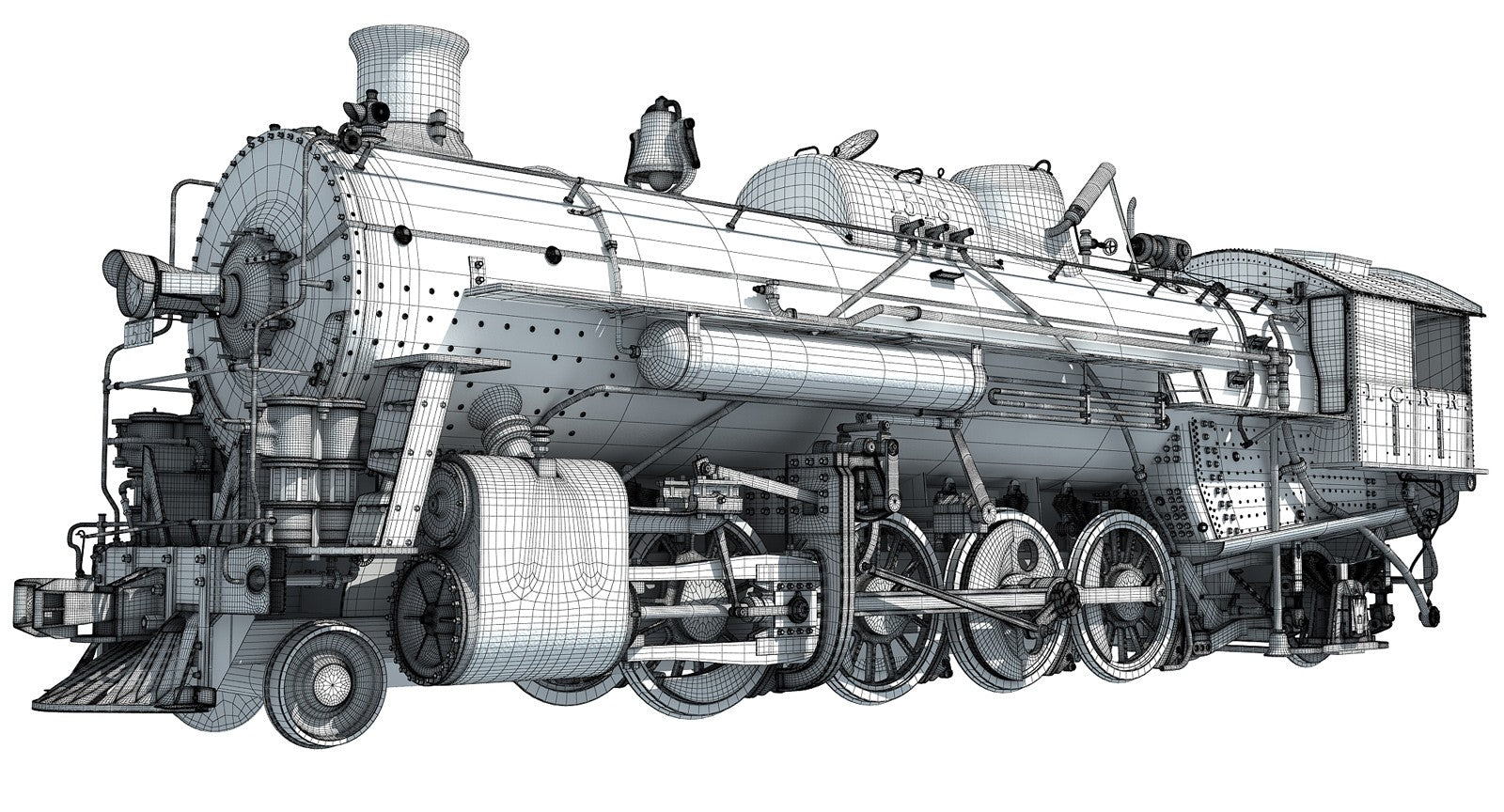 Steam Locomotive Train 3D Models