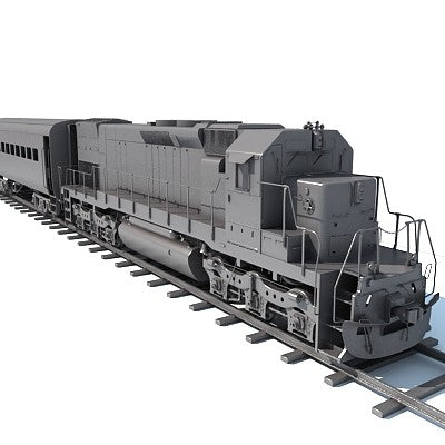 3D Train with Wagon