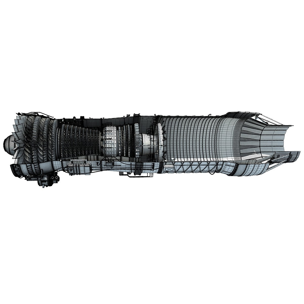 Turbofan Engine Cutaway 3D Model